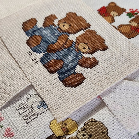 COUNTED CROSS STITCH BEARS, ROCKING HORSE, BABY, LOVE, HEARTS, LAMB, MISTLETOE - Picture 7 of 8